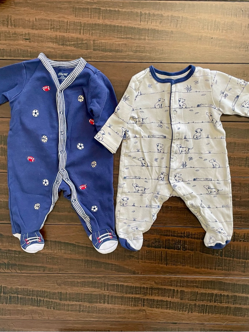 Little Me Set of Two Cotton Footies Size 3 Mos